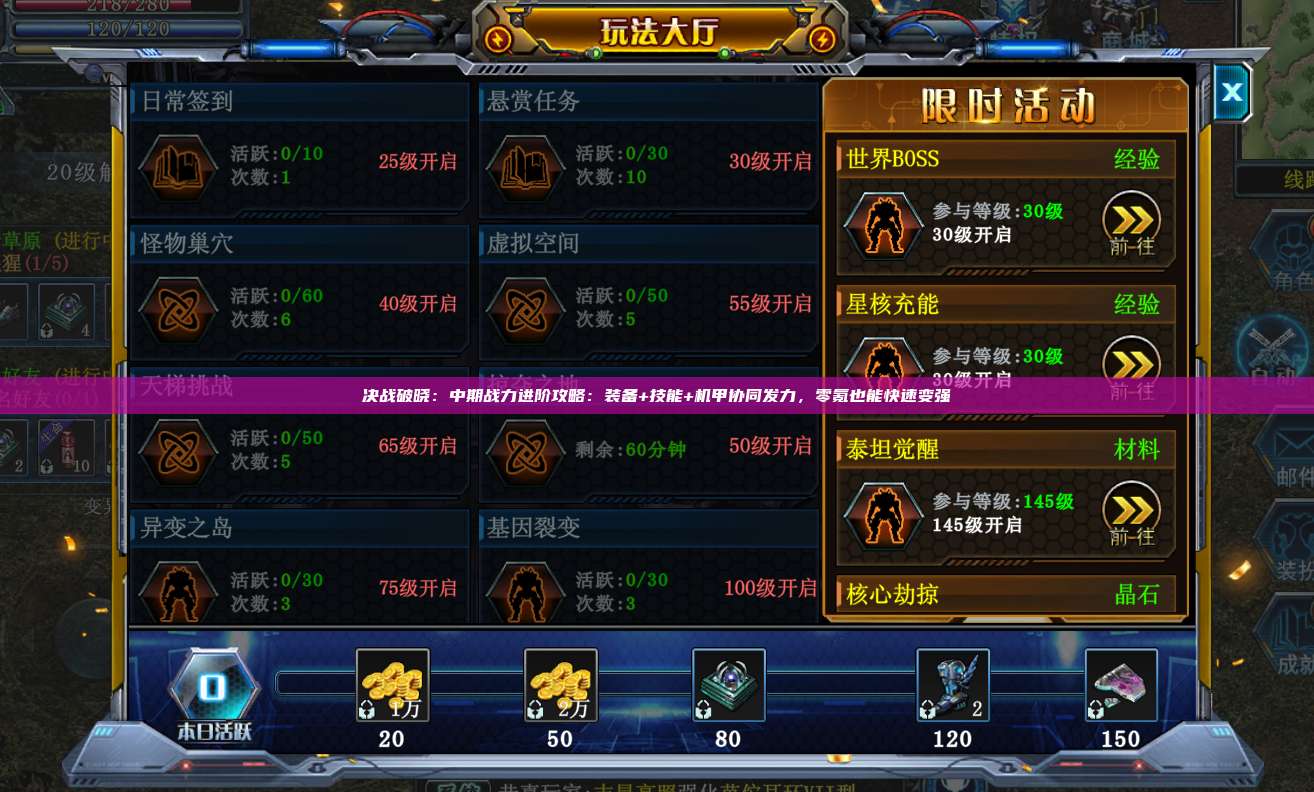 决战破晓:中期战力进阶攻略:装备+技能+机甲协同发力,零氪也能快速变强